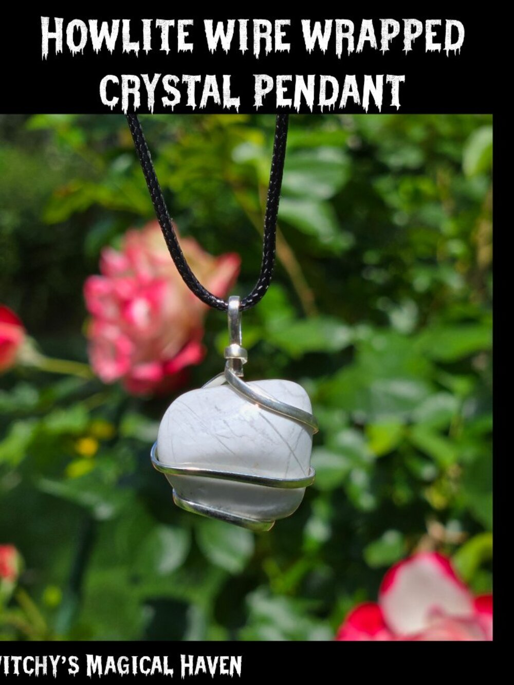 Howlite Wire Wrapped Crystal Tumbled Pendant